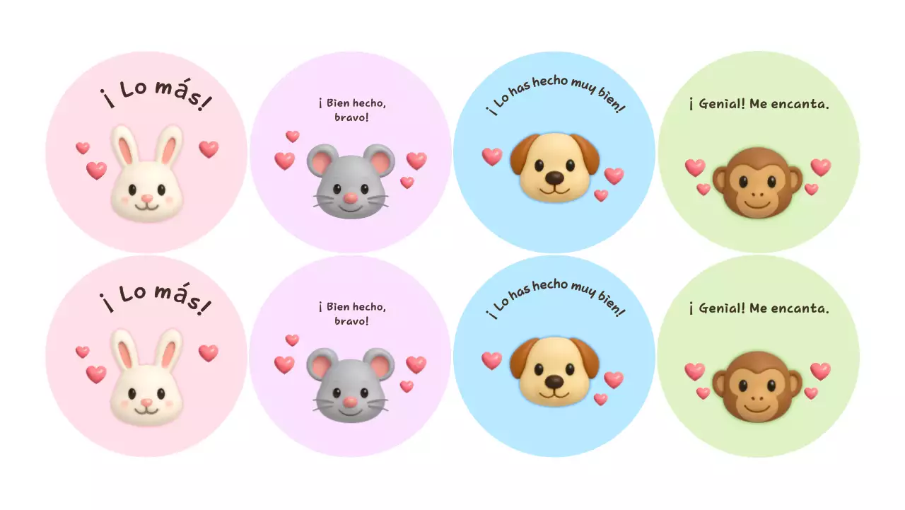Lindas pegatinas de animales para elogiar