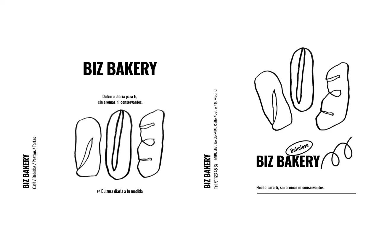Promoción de panadería minimalista en blanco y negro