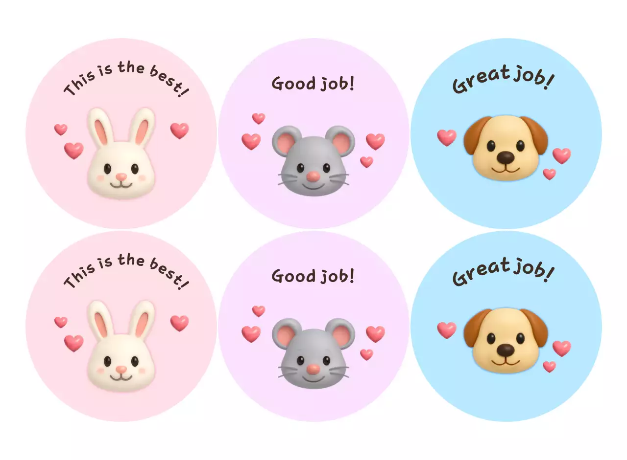 Cute animal praise stickers