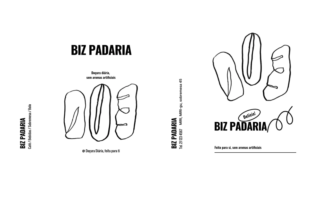 Promoção minimalista de padaria em preto e branco
