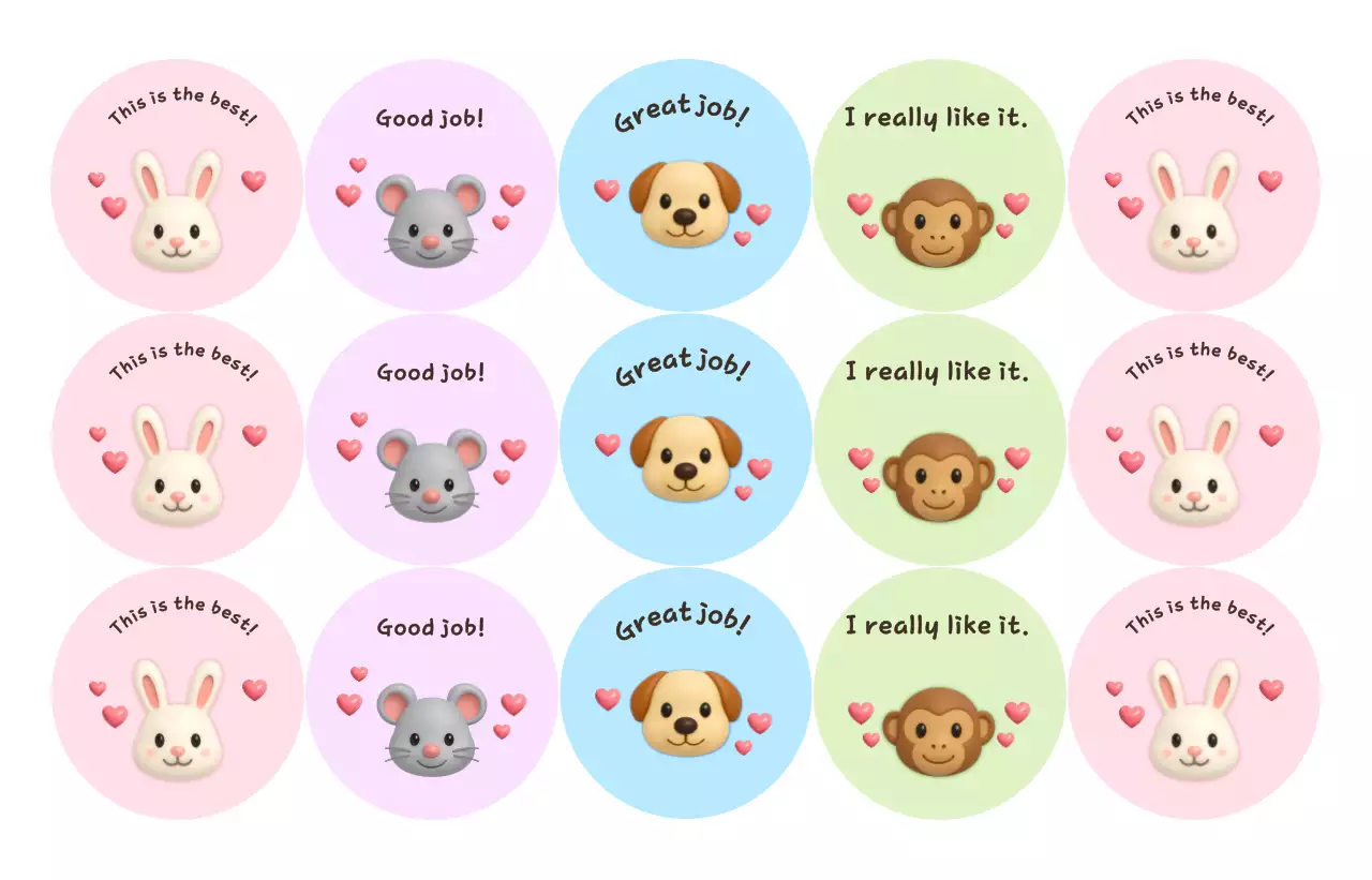 Cute animal praise stickers