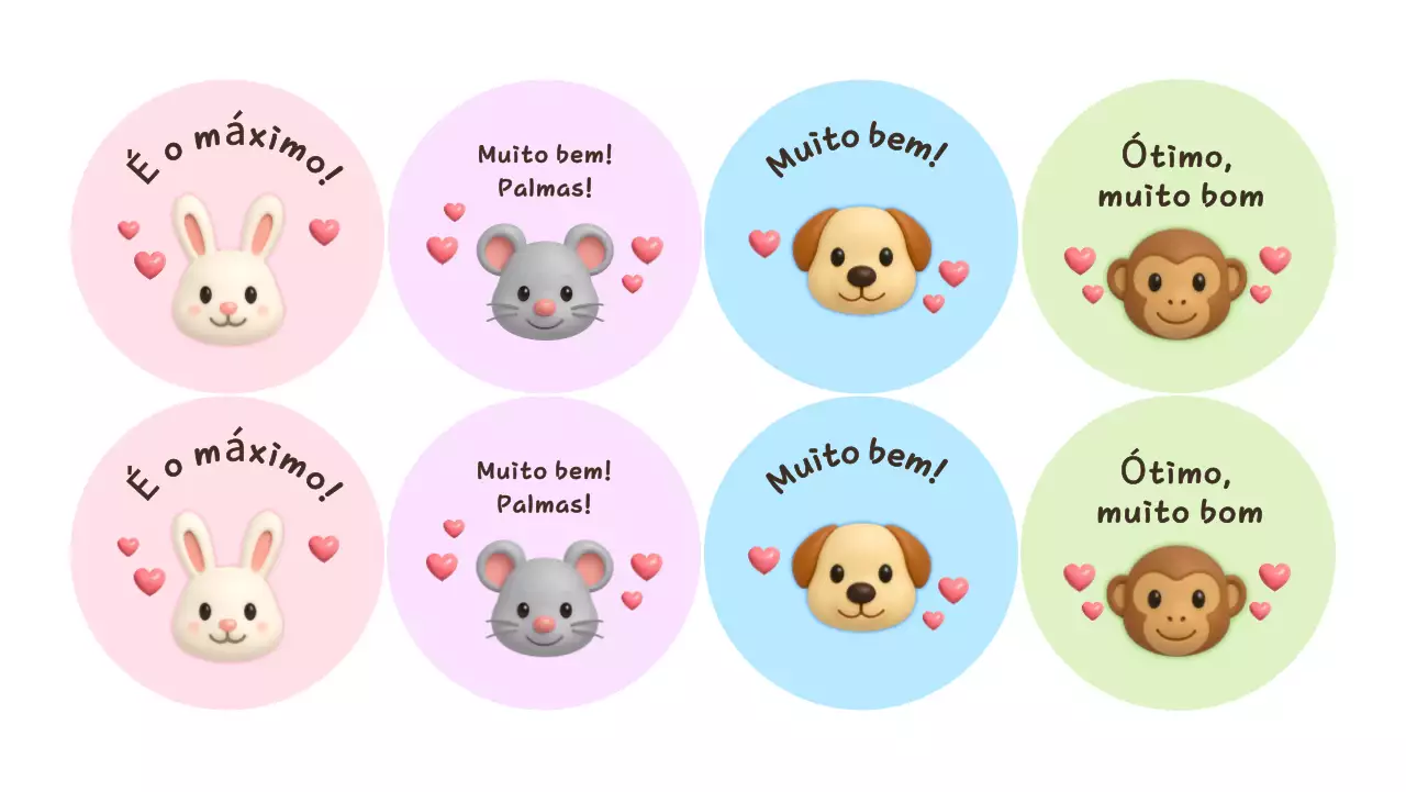 Adesivos fofos de elogio a animais