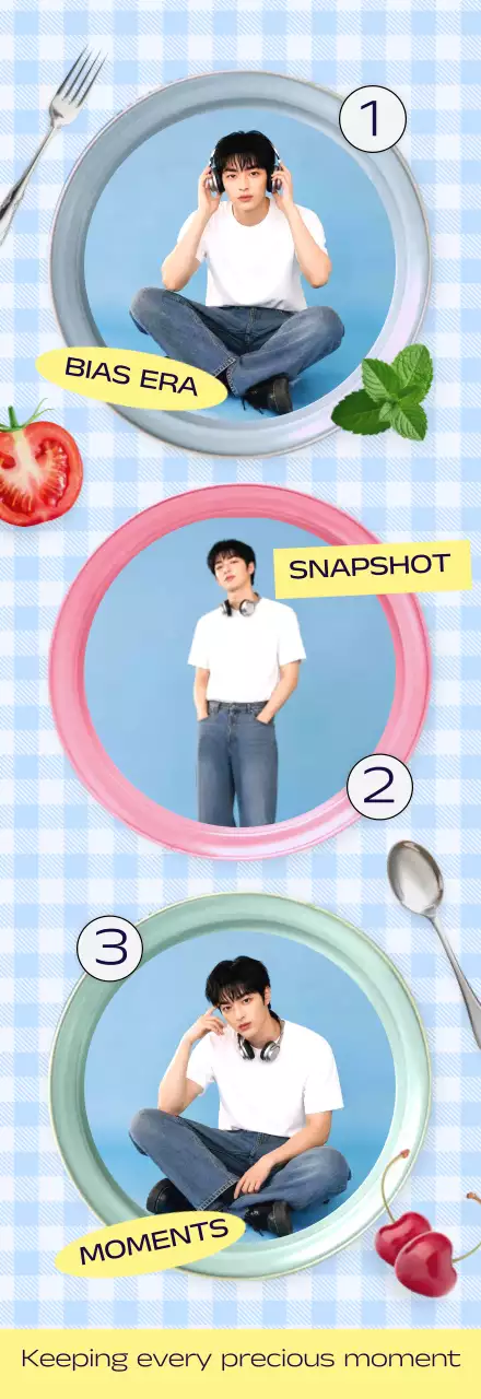 파랑 미니멀 남성 아이돌 네컷