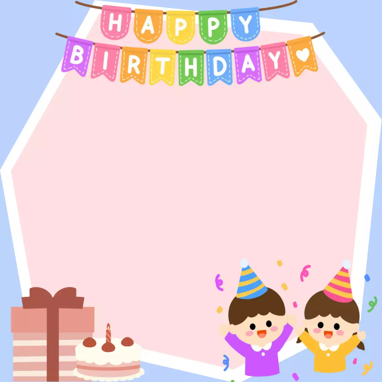 핑크 아기자기한 생일 축제 안내