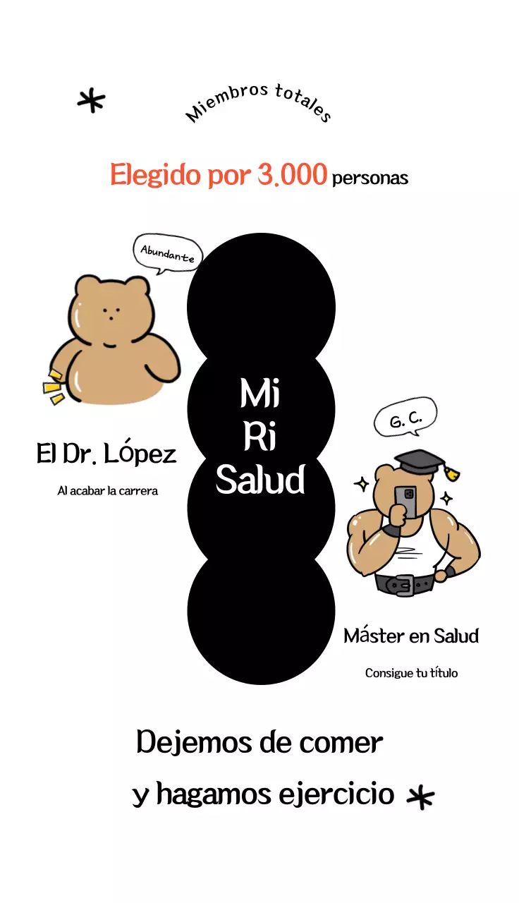 Promoción de la salud Miri en color negro pulcro
