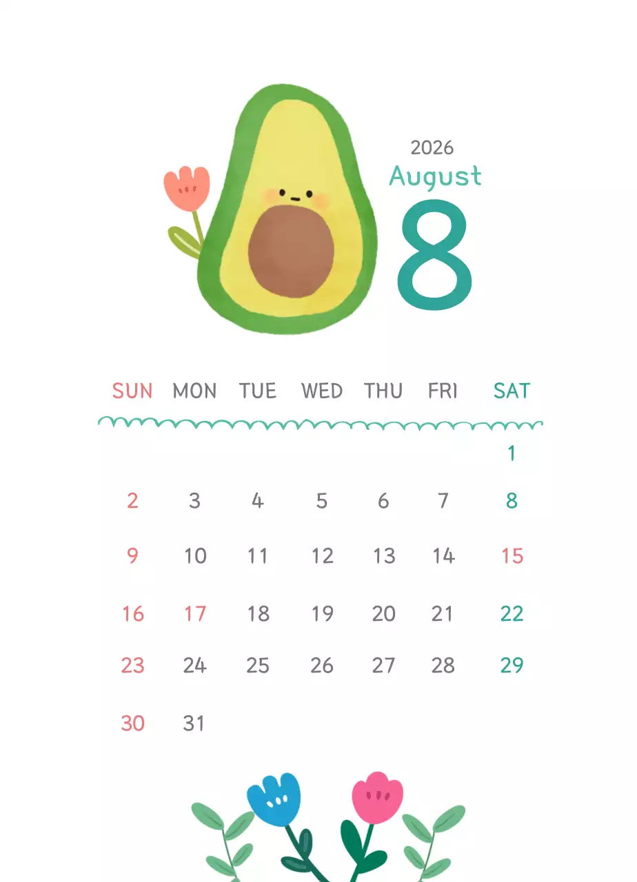 초록 아기자기한 달력 안내