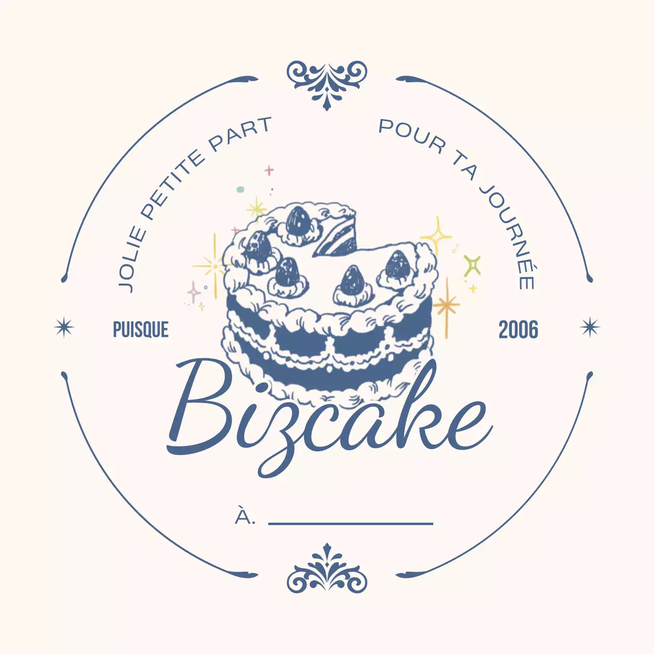 logo de gâteau rétro blanc