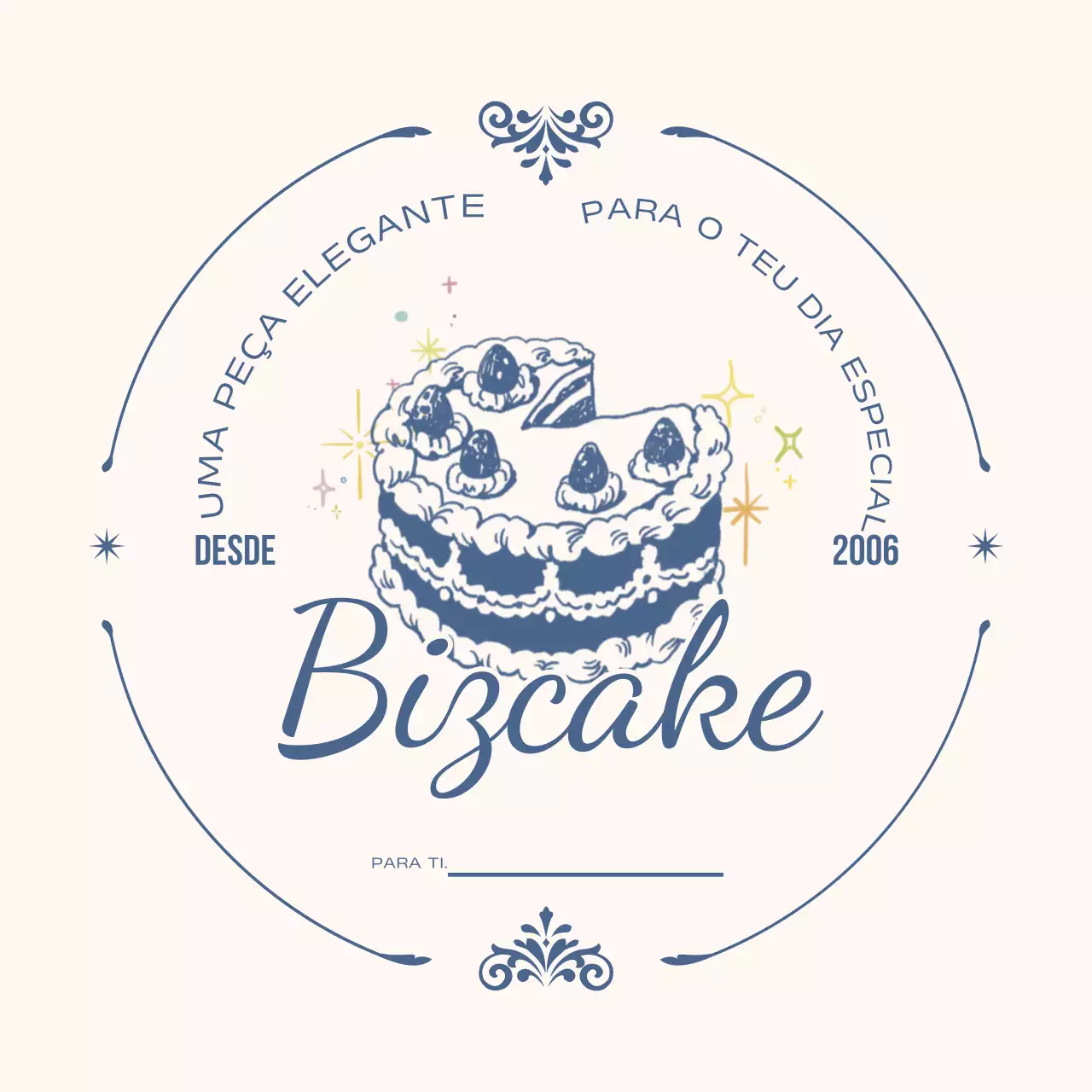 Logotipo de bolo retrô branco