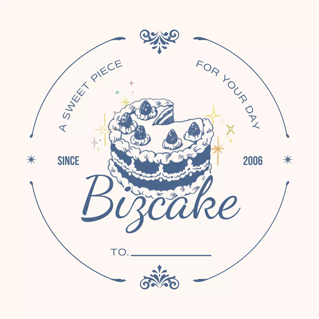 Logotipo de bolo retrô branco