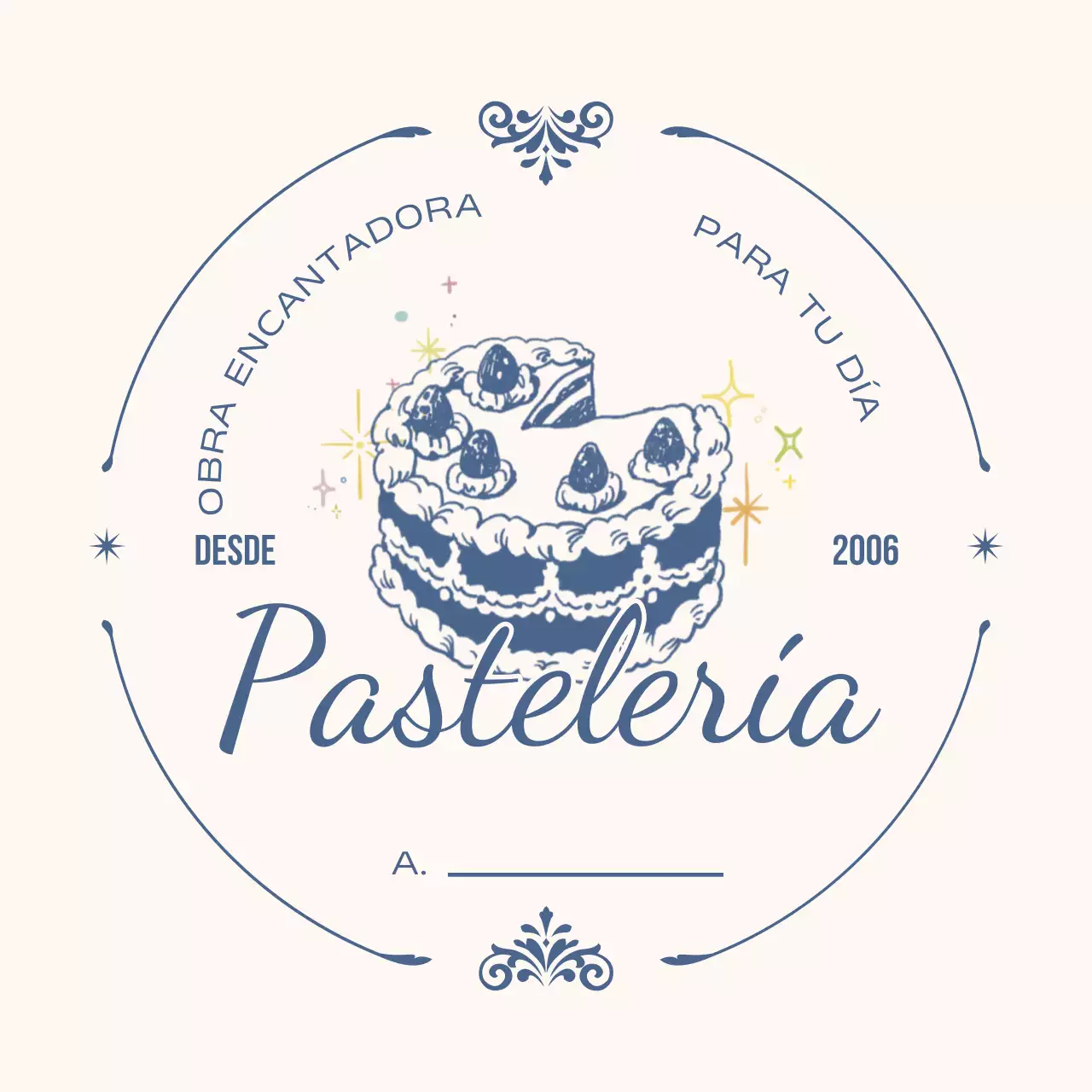 Logotipo de pastel retro blanco