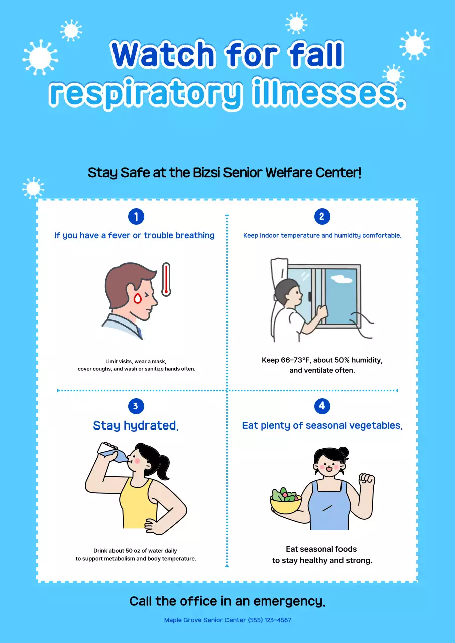 Blue Simple Respiratory Disease Warning Guide