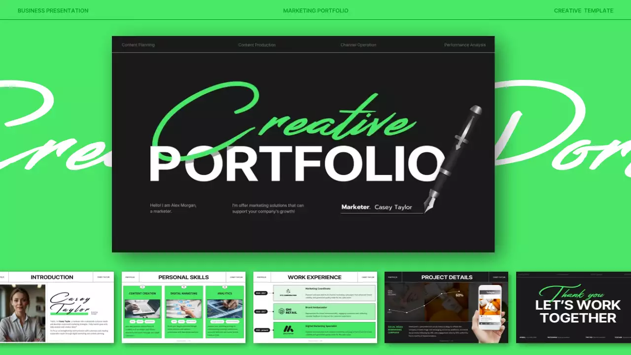 Green Modern Marketing Portfolio Presentation